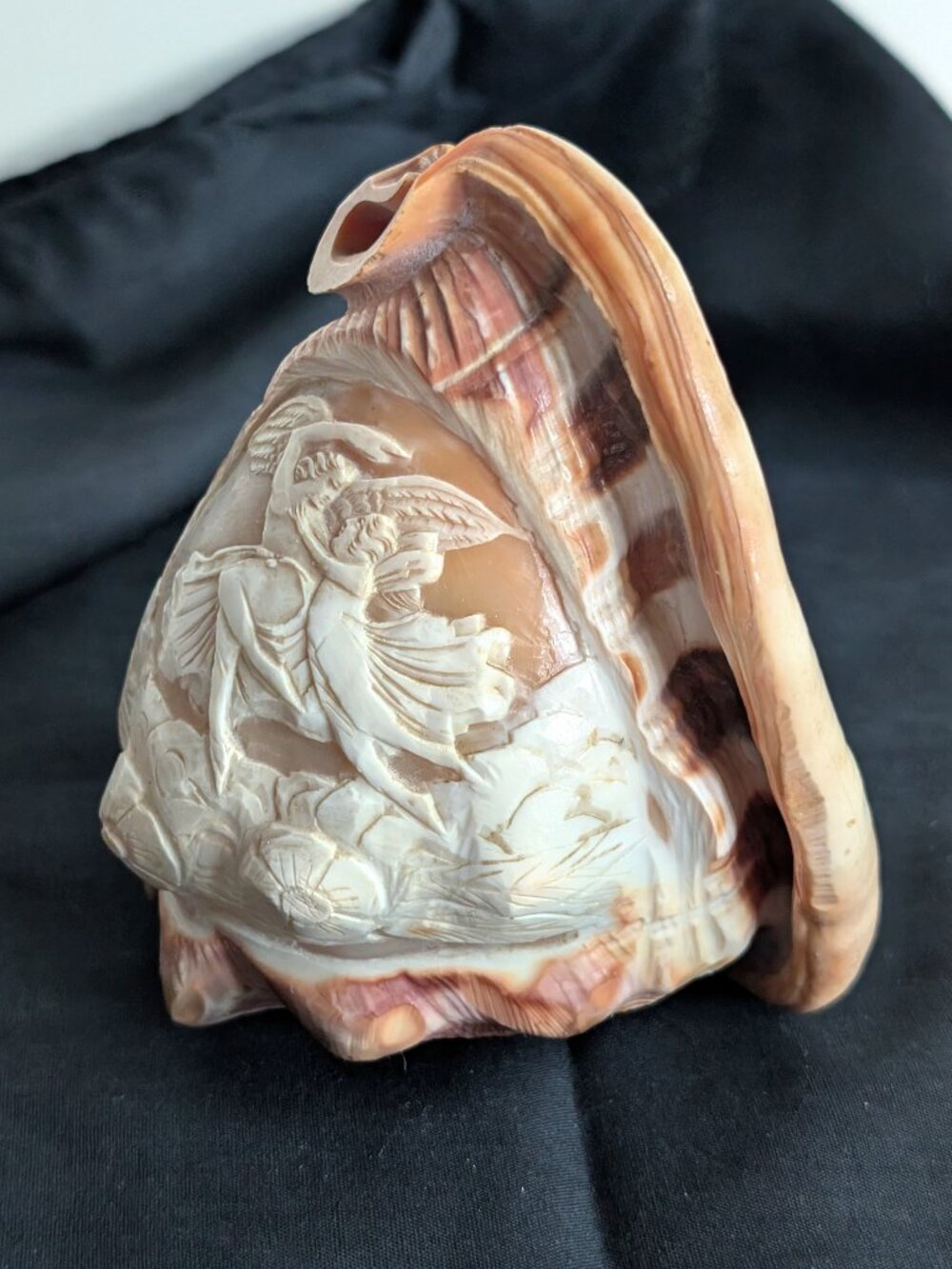 Antique Vintage Italian Hand Carved Cameo Shell Lamp Cover